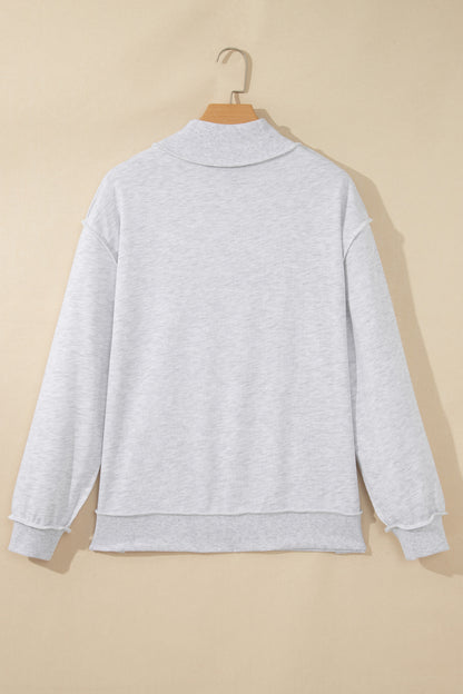Light Grey High Neck Polka Dot Slogan Printed Baggy Sweatshirt